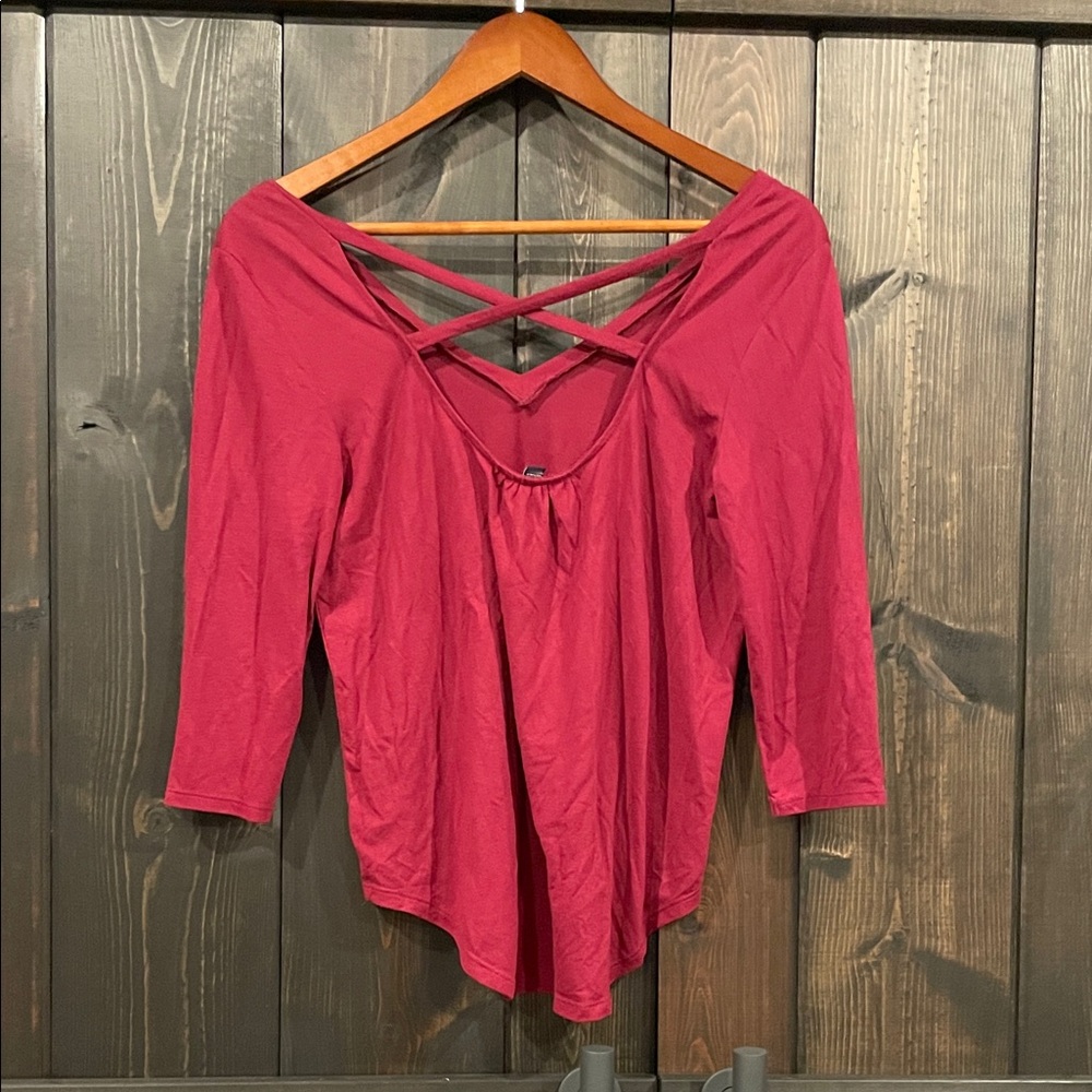 American Eagle Outfitters Red Crisscross Blouse